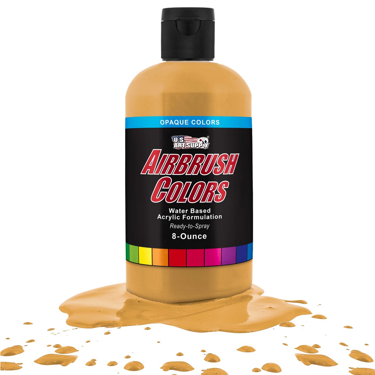 U.S. Art Supply Opaque Golden Ochre Acrylic Special Effects Airbrush Paint - 8oz Ready to Spray Air Brush Paint for Nails, Models, Fabric - Water-Based Air Brush Painting